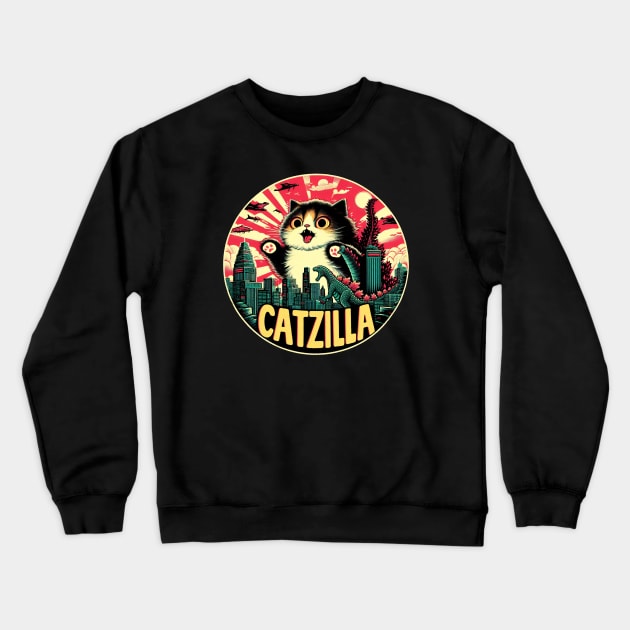 CATZILLA - Epic Cat Invasion Crewneck Sweatshirt by ANSAN